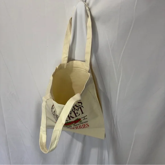 Farmers Market Cream Tote Bag 14” x 11” x .5” NWOT - Picture 10 of 11